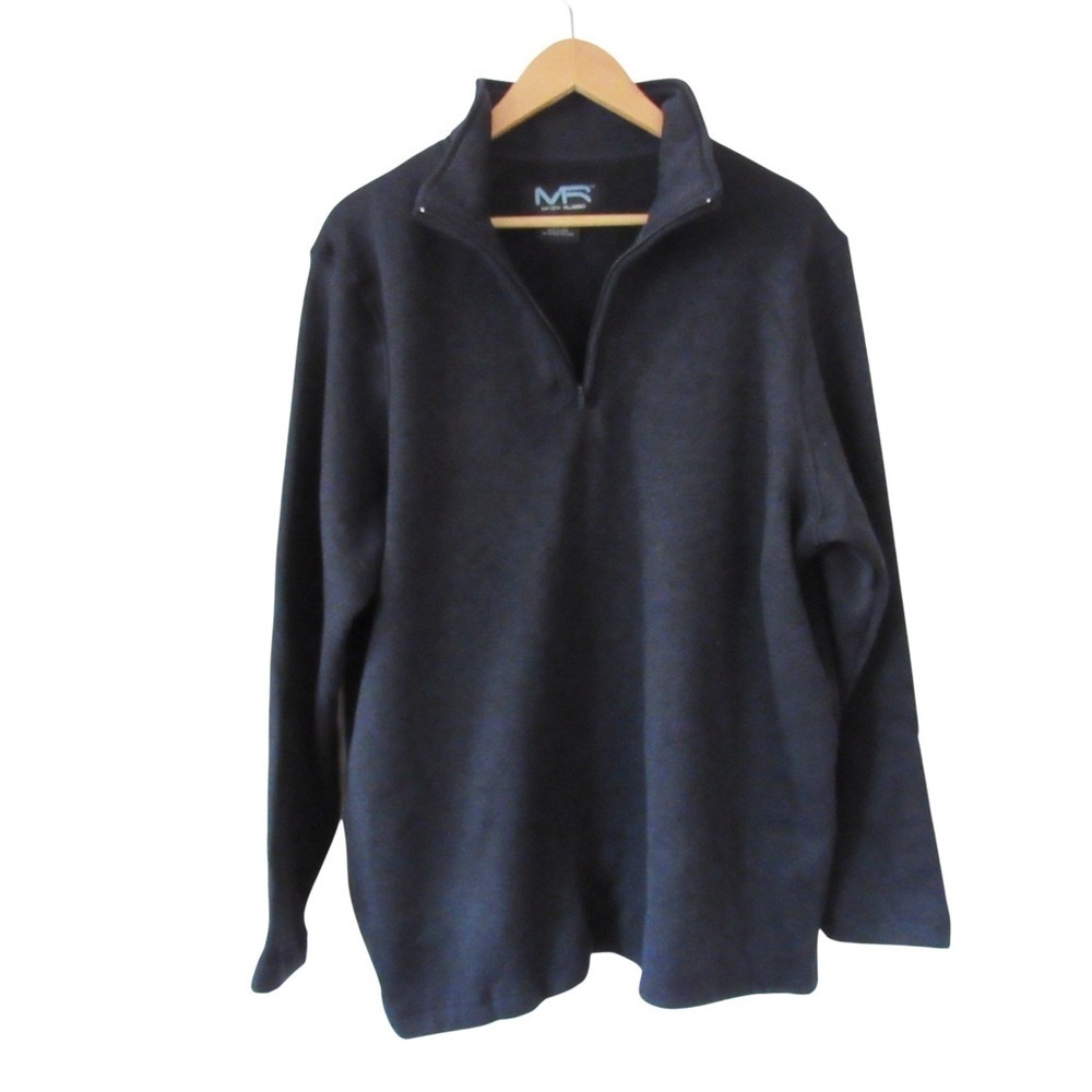 Mack Russo Mens Quarter Zip Navy Pullover XL Mock Neck Long Sleeves Classic
